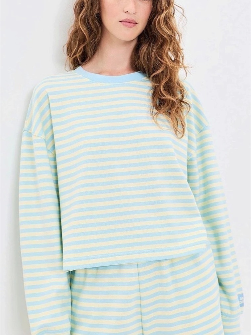 Daily Drills Striped Cotton Long Sleeve Striped in Blue & Yellow Like